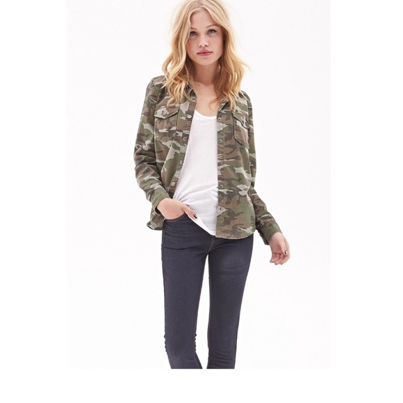 Tops | F2 Camo Shirt Button 